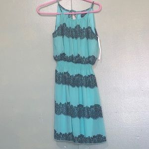 black and teal dress